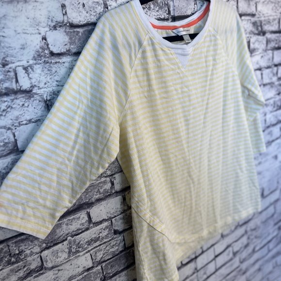 Christopher & Banks Yellow Striped 3/4th Sleeve Size L - Picture 5 of 6